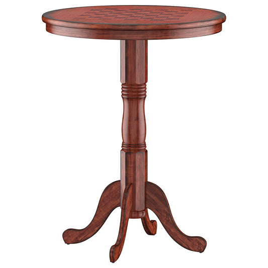 Wooden Pub Pedestal Dining Table with Stable Base and Spacious Tabletop