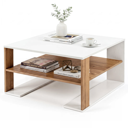 Wooden Square Coffee Table in White