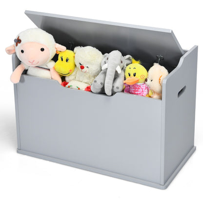 Wooden Kids Toy Box and Bench with Cushion and Handles-Grey
