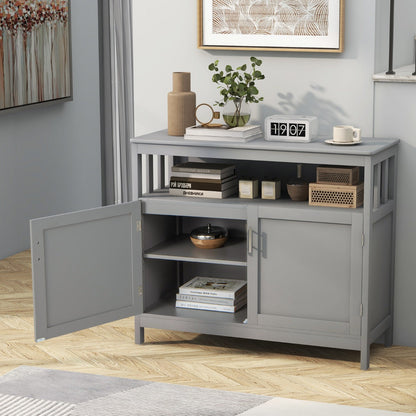 Wooden Kitchen Storage Cabinet with 5-Position Adjustable Shelves-Grey