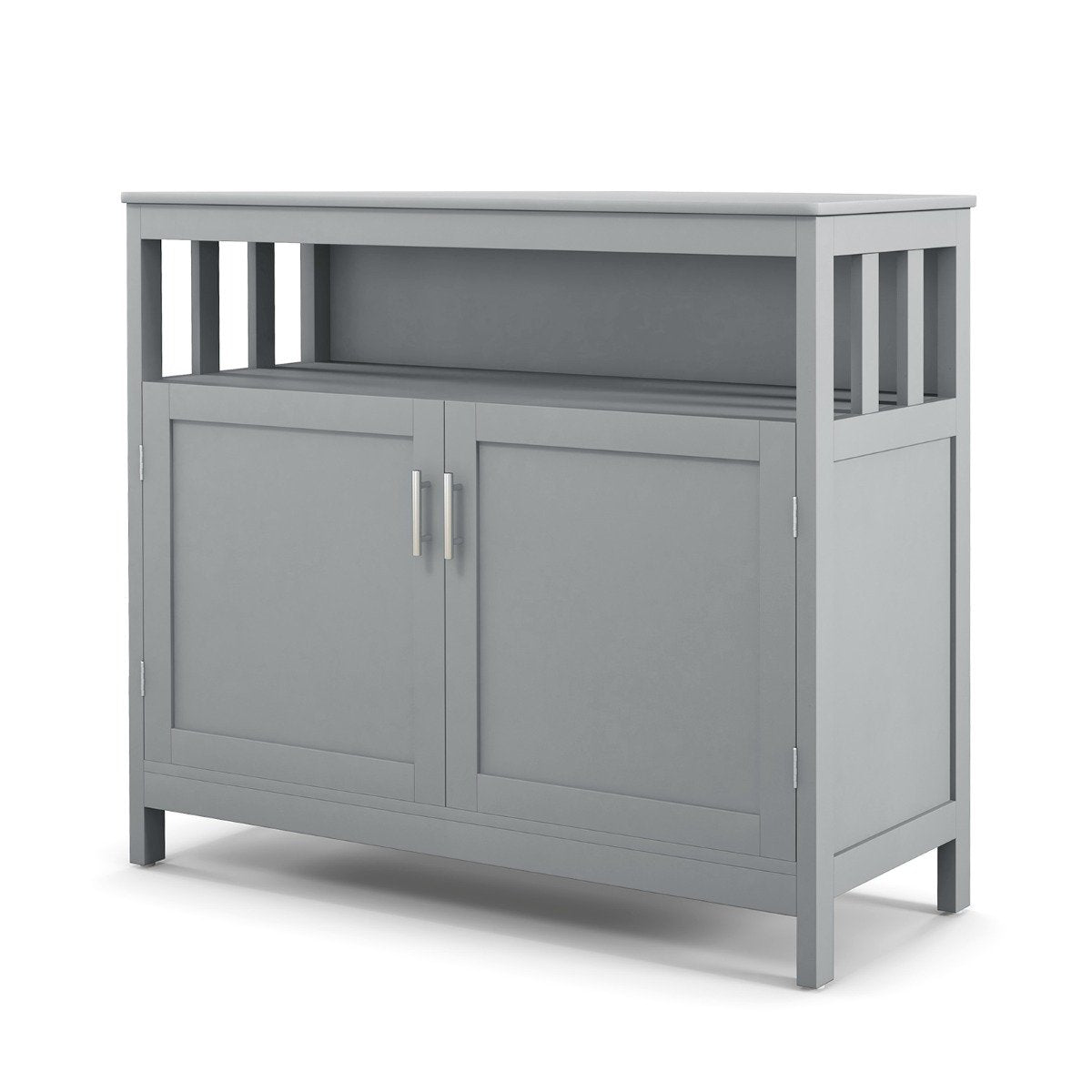 Wooden Kitchen Storage Cabinet with 5-Position Adjustable Shelves-Grey