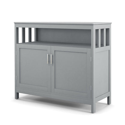 Wooden Kitchen Storage Cabinet with 5-Position Adjustable Shelves-Grey