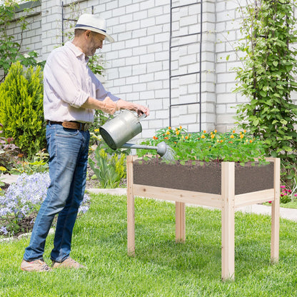 Wood Raised Garden Bed with Movable Boards and Acrylic Panels-Natural