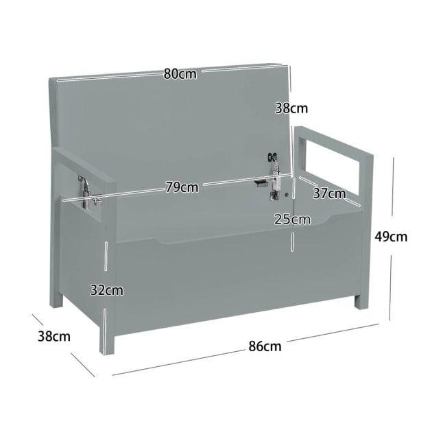 2-in-1 Wooden Shoe Changing Bench with Storage Space-Grey