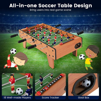 Wooden Table Football Set with Footballs for Adults and Kids