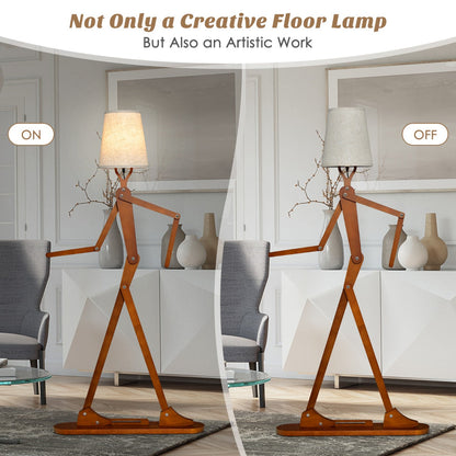 Wooden Floor Lamp with Adjustable Joints and Changeable Shape