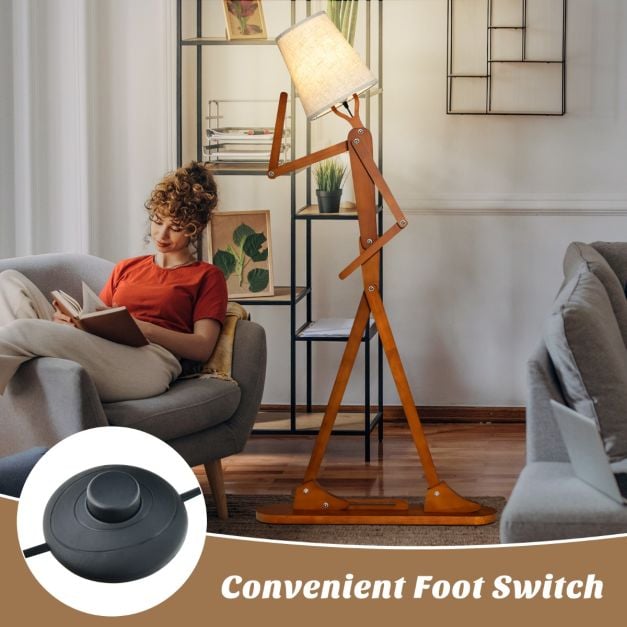 Wooden Floor Lamp with Adjustable Joints and Changeable Shape