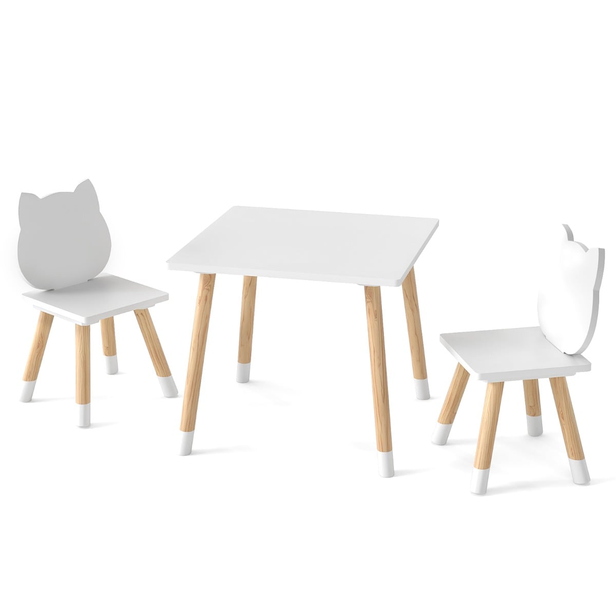 Wooden Toddler Desk and Chair Set for Classroom-White