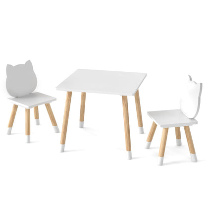 Wooden Toddler Desk and Chair Set for Classroom-White