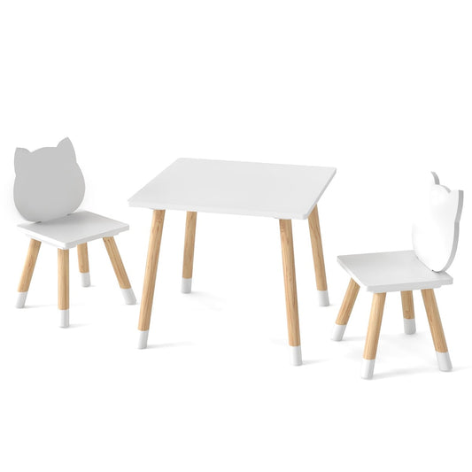 Wooden Toddler Desk and Chair Set for Classroom-White
