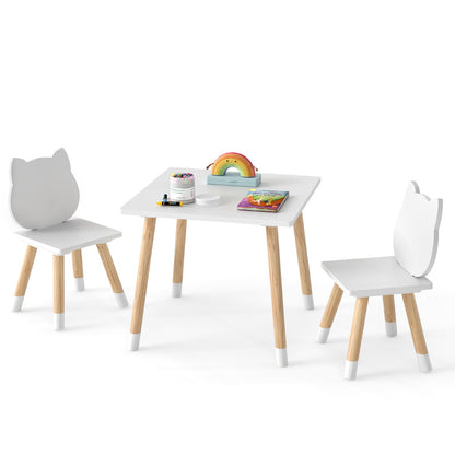 Wooden Toddler Desk and Chair Set for Classroom-White
