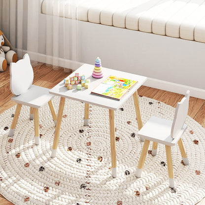 Wooden Toddler Desk and Chair Set for Classroom-White