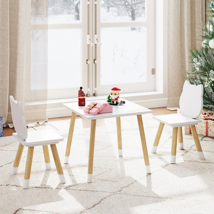 Wooden Toddler Desk and Chair Set for Classroom-White