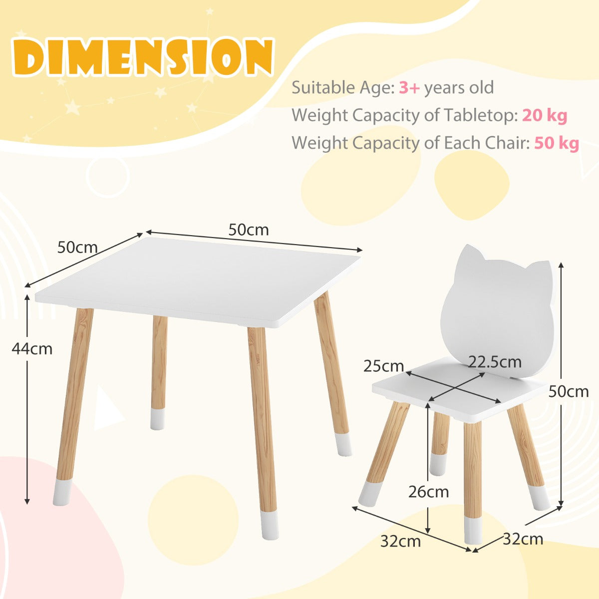Wooden Toddler Desk and Chair Set for Classroom-White