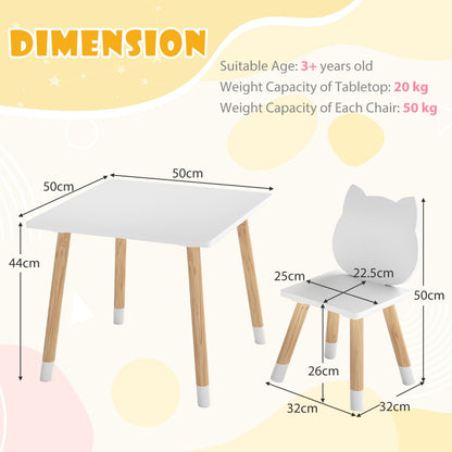 Wooden Toddler Desk and Chair Set for Classroom-White
