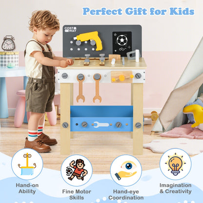 Wooden Toddler Workbench Playset with Pegboard and Storage Shelf