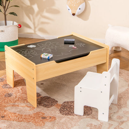 Wooden Train Table 78 Pieces Kids Activity Railway Playset