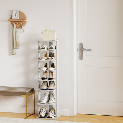 Wooden Vertical Shoe Rack with 7 Shelves-Grey