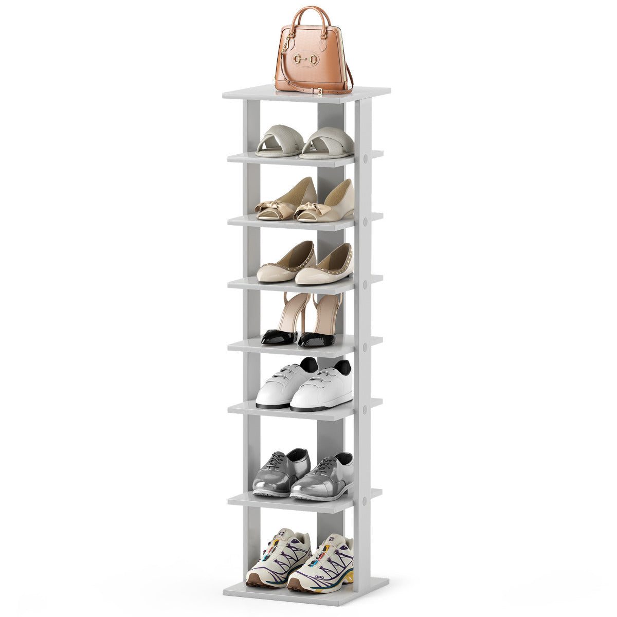 Wooden Vertical Shoe Rack with 7 Shelves-Grey