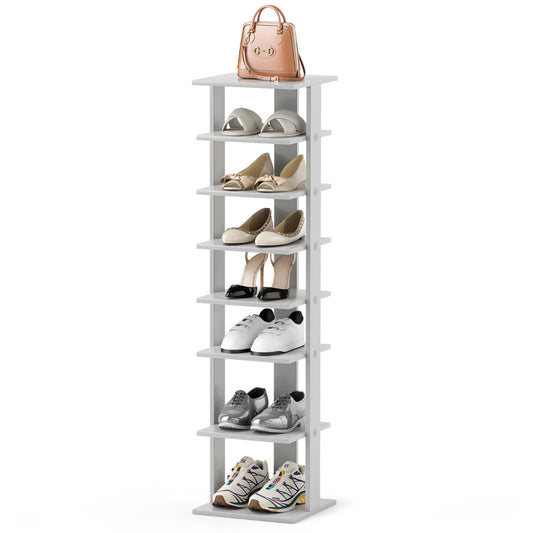 Wooden Vertical Shoe Rack with 7 Shelves-Grey