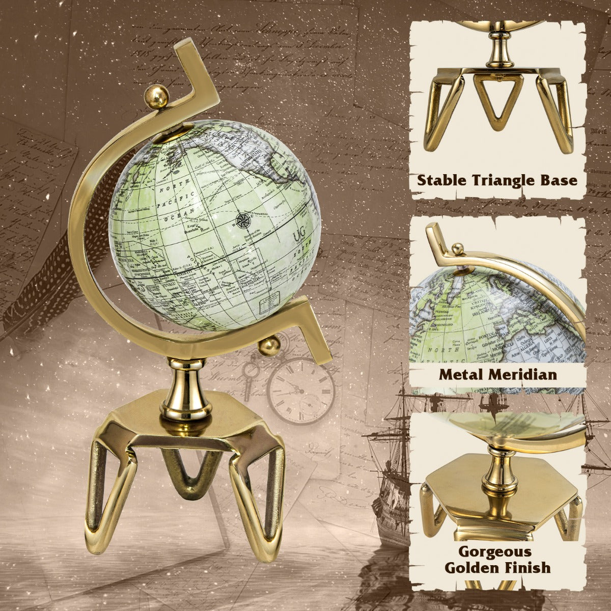 Educational Interactive Globe with Triangle Metal Stand and Metal Meridian-S