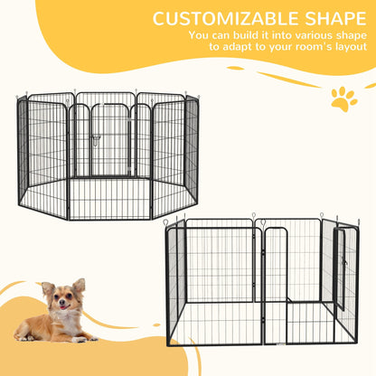 PawHut 8 Panels Heavy Duty Puppy Playpen, for Large, Medium Dogs, Indoor and Outdoor Use - Black