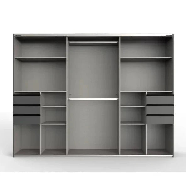 Sliding Wardrobe - SOGO 3 Door Mirrored Wardrobe Oak with Black 270cm