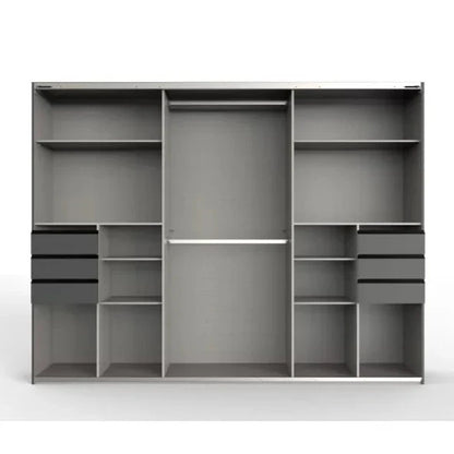Sliding Wardrobe - SOGO 3 Door Mirrored Wardrobe Oak with Black 270cm