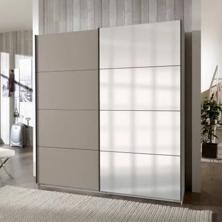 Sliding Wardrobe ANVAST 2 Door Mirrored Wardrobe Grey 225cm