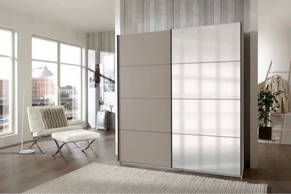 Sliding Wardrobe ANVAST 2 Door Mirrored Wardrobe Grey 225cm