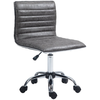 Vinsetto Adjustable Swivel Office Chair with Armless Mid-Back in Microfibre Cloth and Chrome Base - Grey