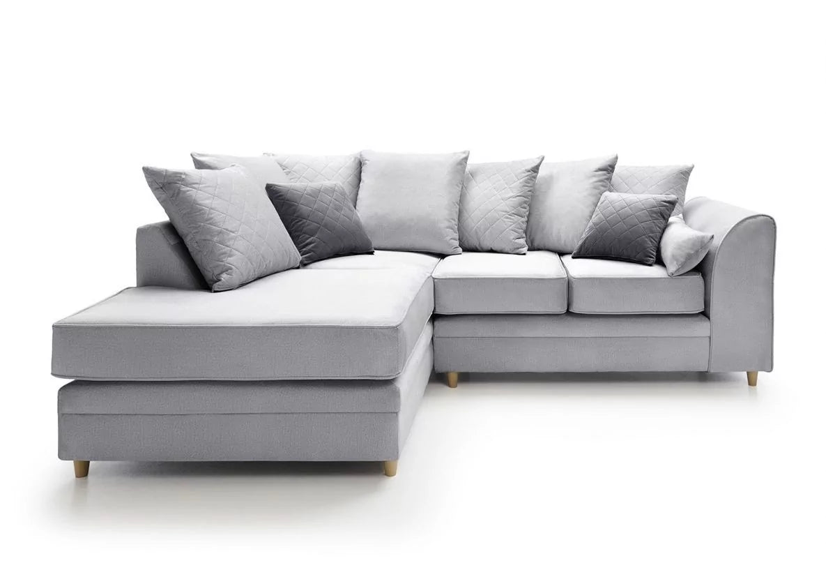 Chicago Velvet Corner Sofa - Silver Blue