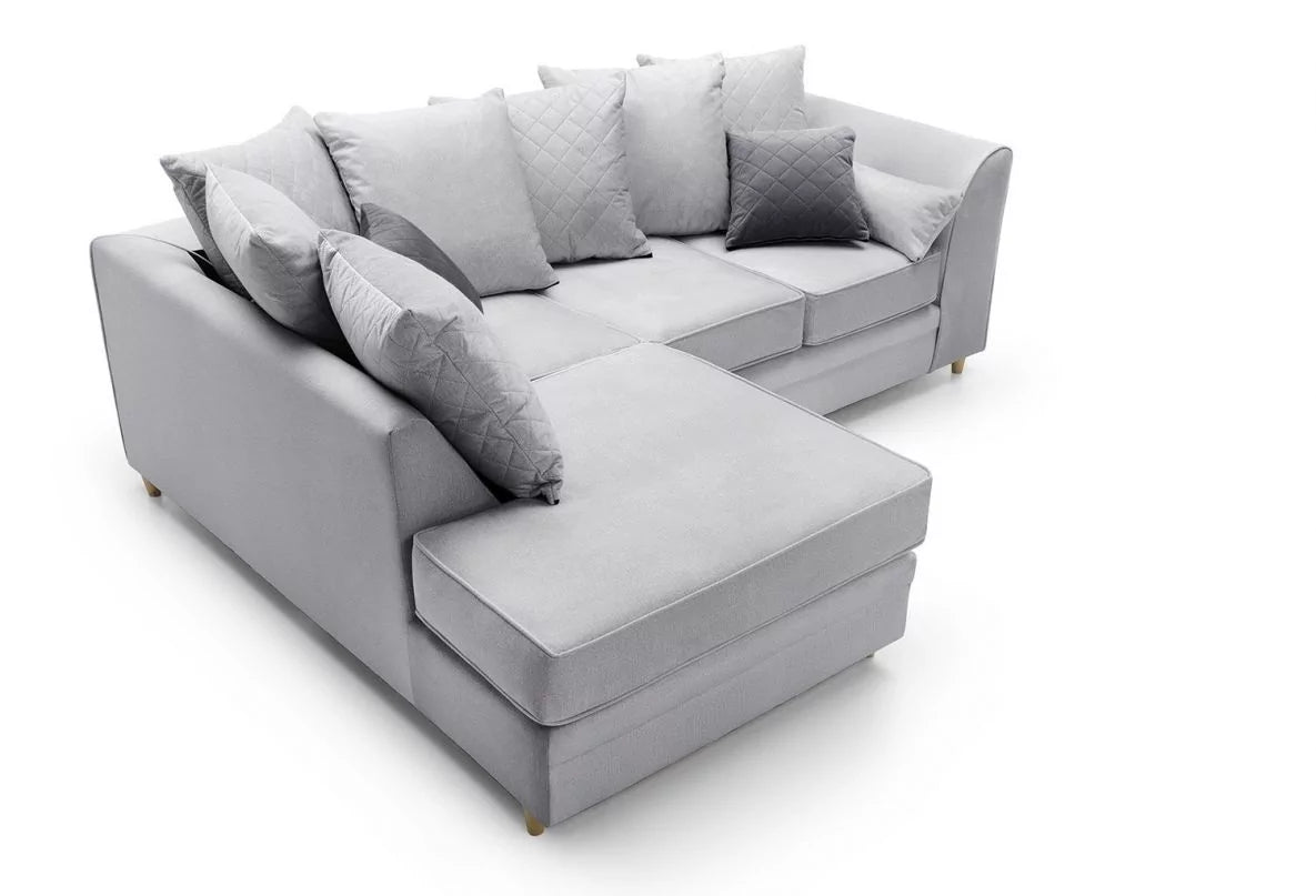 Chicago Velvet Corner Sofa - Silver Blue