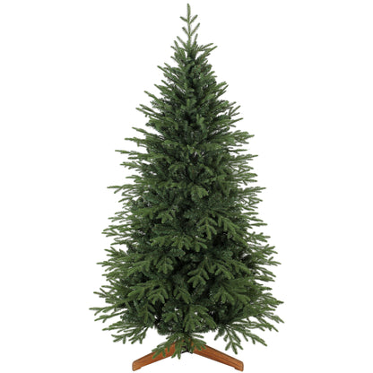 HOMCOM 180 cm Artificial Christmas Tree Full Hinged Xmas Tree Solid Pine Wood Stand, Green