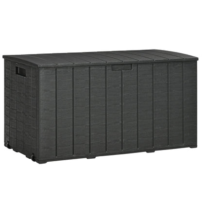 Outsunny 336 Litre Extra Large Outdoor Garden Storage Box, Water-resistant Heavy Duty Double Wall Plastic Container, Garden Furniture Organizer, Black