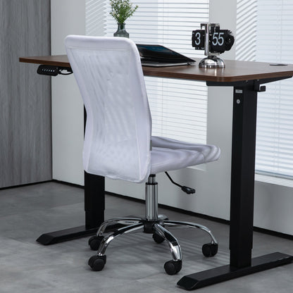 Vinsetto Computer Desk Chair, Mesh Office Chair with Adjustable Height and Swivel Wheels, Armless Study Chair, White