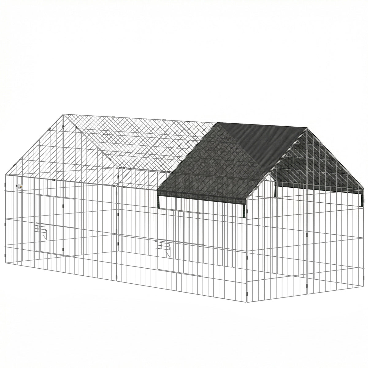 PawHut Rabbit Run with Protective Cover for Small Animals, Chickens, Guinea Pigs, Tortoises, 180 x 75 x 75 cm, Black