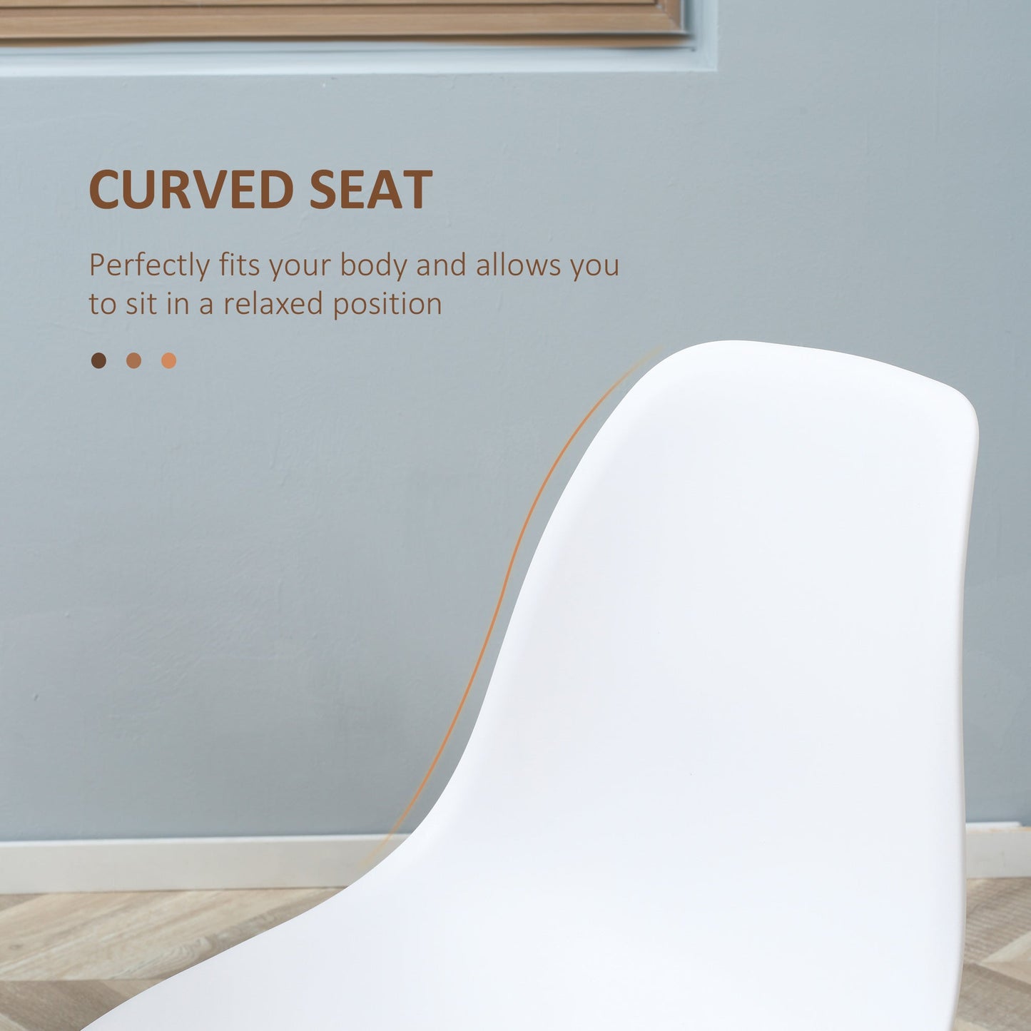 HOMCOM Modern Dining Chairs Set of 4, Kitchen Chairs with Backrest and Steel Legs for Dining Room, Living Room, White