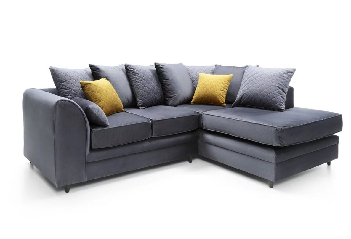 Chicago Velvet Corner Sofa - Silver Blue