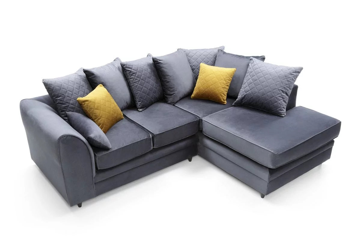 Chicago Velvet Corner Sofa - Silver Blue