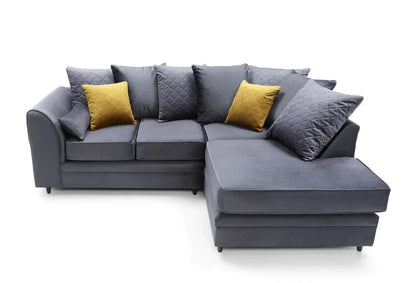 Chicago Velvet Corner Sofa - Silver Blue