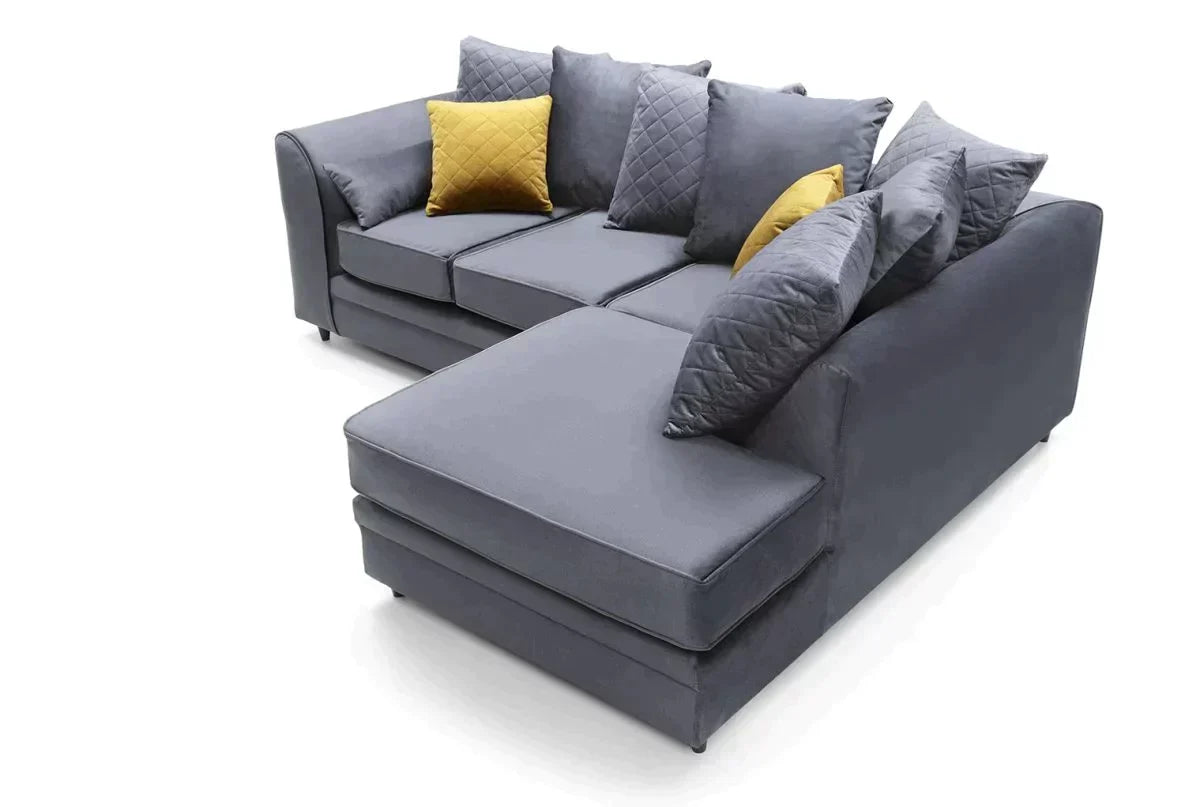 Chic Velvet Corner Sofa - Dark Grey