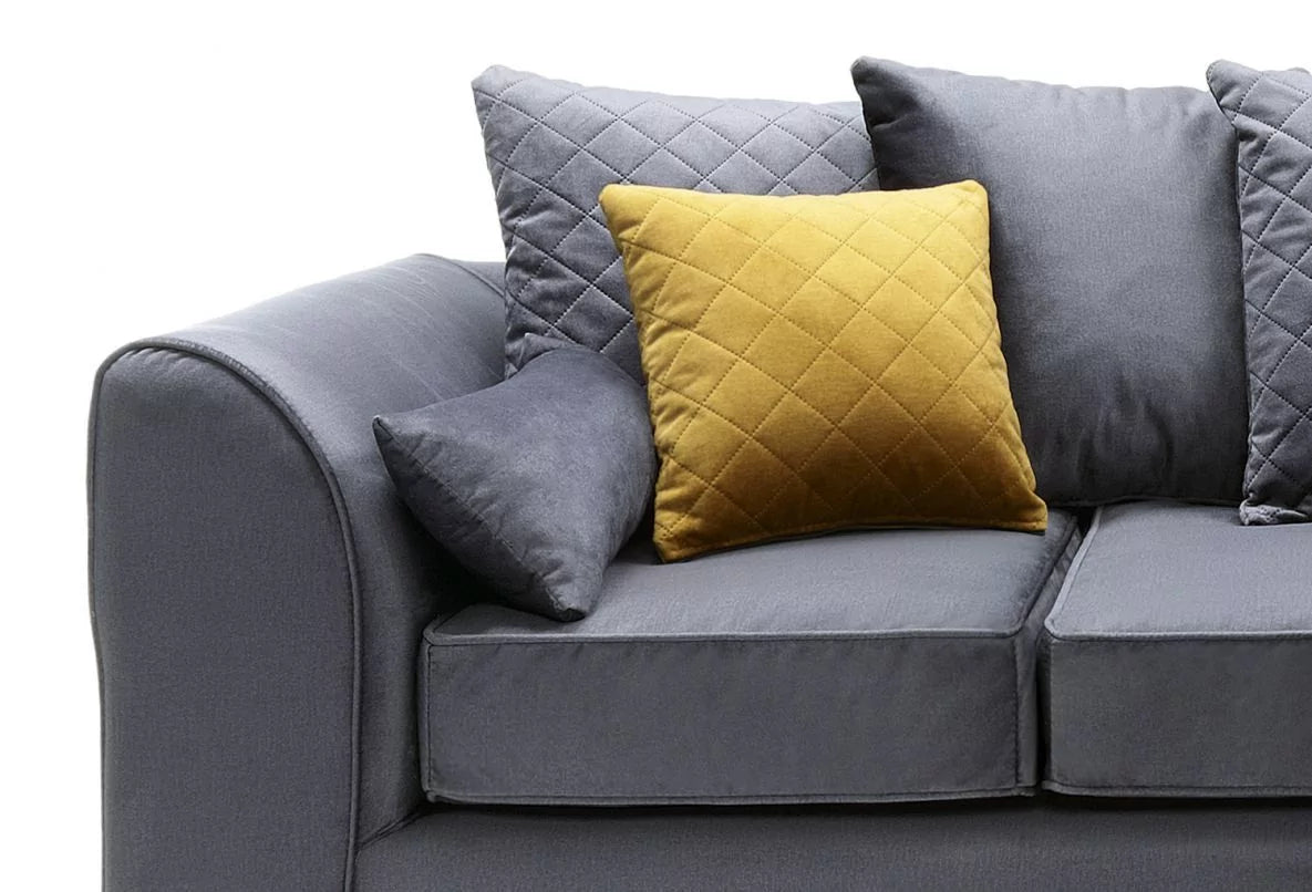 Chic Velvet Corner Sofa - Dark Grey