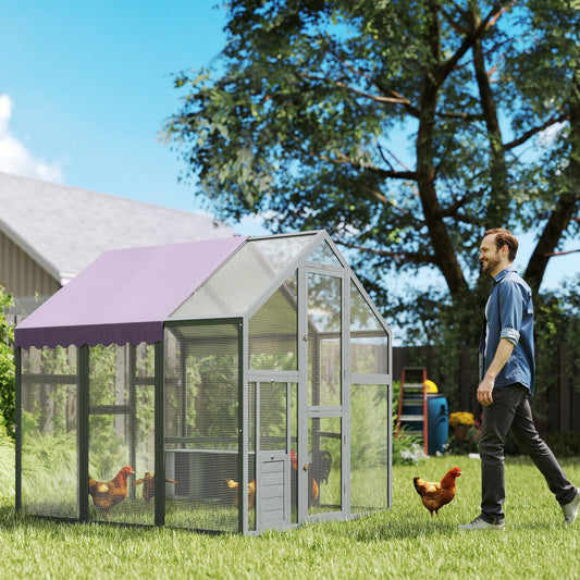 PawHut Large Walk In Chicken Run with Waterproof & Anti-UV Cover, for 6-8 Chickens, for Garden, Farm, 5.5' x 6' x 6'