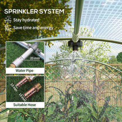 Outsunny نظام الرش Polytunnel Greenhouse، 4 × 3 (م)، أخضر