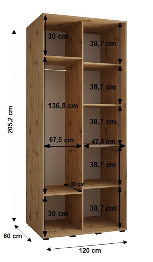 Cannes II Sliding Door Wardrobe 120cm