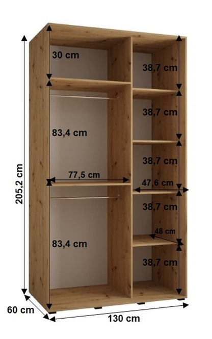 Cannes III Sliding Door Wardrobe 130cm