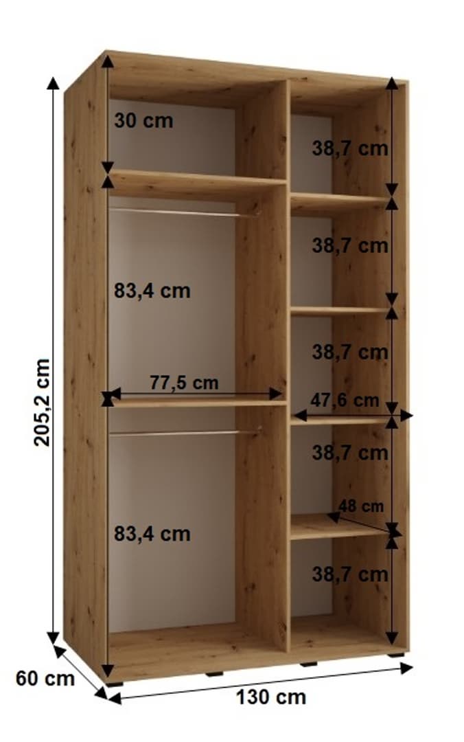 Cannes VII Sliding Door Wardrobe 130cm