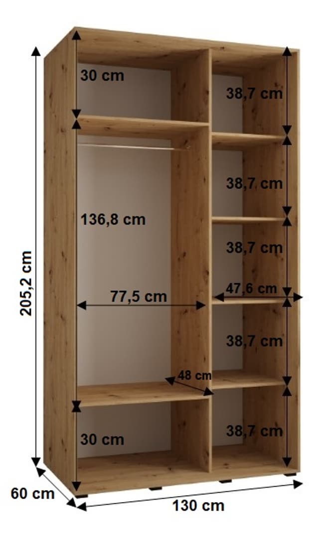 Sapporo I Sliding Door Wardrobe 130cm