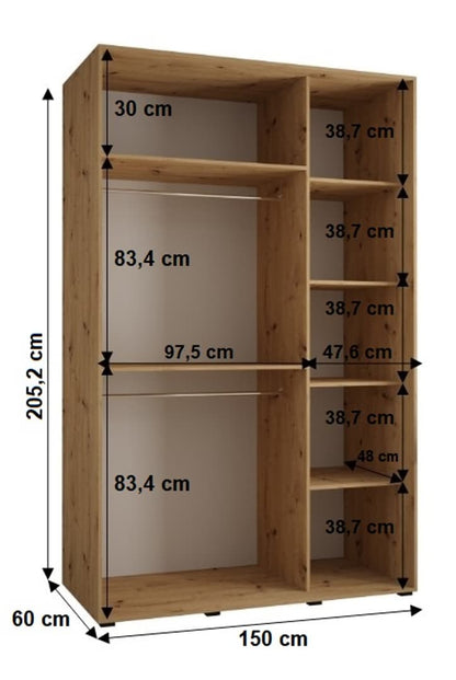 Cannes X Sliding Door Wardrobe 150cm